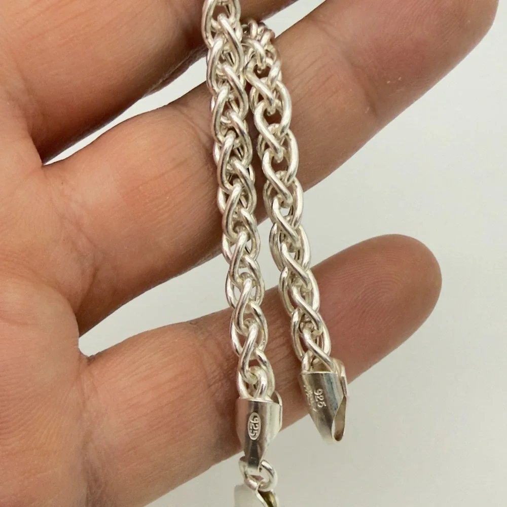 Vtg Italy 925 Sterling Silver Spiga Wheat Rope Chain Bracelet 7